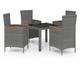 Set da Pranzo da Esterno 5 pz con Cuscini in Polyrattan Grigio Vidaxl