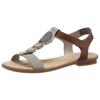Riemchensandale RIEKER, Damen, Gr. 41, grau (grau, braun), Lederimitat, mehrfarbig, elegant, Schuhe, Sommerschuh, Sandalette, Blockabsatz, mit angesagtem Schmuckelement, Topseller