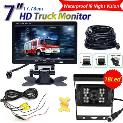 Bileeko Car Monitor DC 12V-24V 7" LCD Waterproof 4 Pin IR Night Vision Rear View Camera for Bus