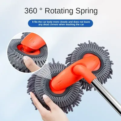 NEW Car Washer Mop Foam Wash Chenille Brush Double Brush Head Roof Window Cleaning Maintenance