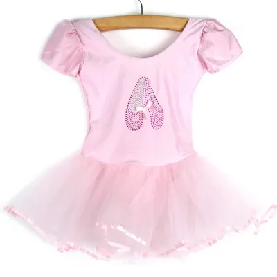1PC Kid Girl Short Sleeved Ballet Dress Sequins Tulle Children Tutu for Girls Leotard Children
