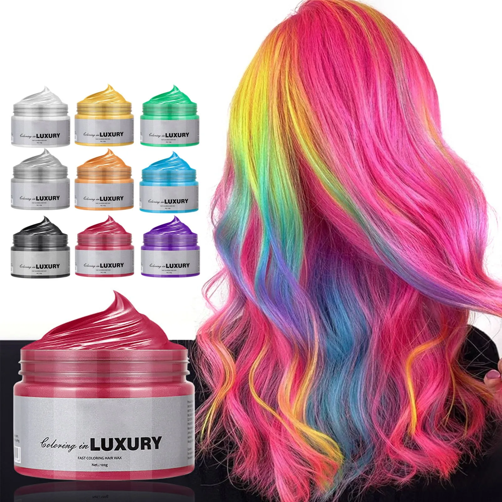 120g Temporary Hair Wax Natural Hairstyle Coloring For Men Women Party Cosplay Diy Styling Coloring Safe Hair Color Wax