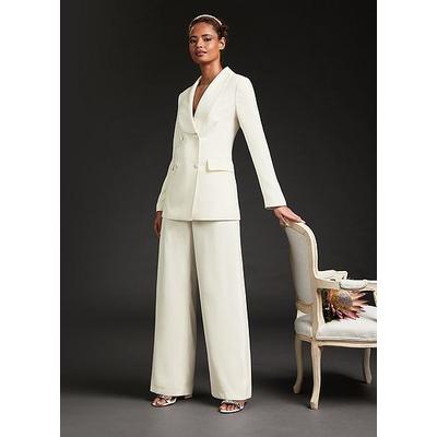 Iris Ivory Crepe Bridal Tuxedo Trousers, New Ivory