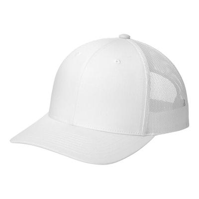 Sport-Tek STC39 Customizable White 6-Panel Trucker Cap with Mesh Back - Structured, Mid-Profile