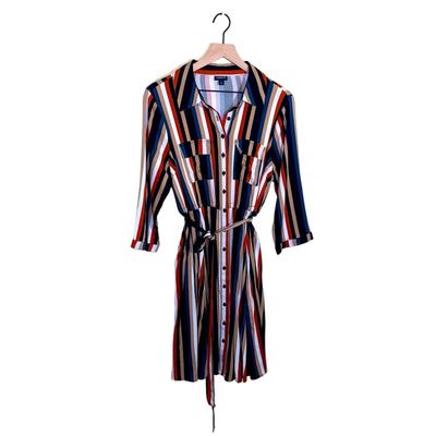 Torrid Dresses | Torrid Striped Buttonup Shirt Dress W Belt 2x Work Wear Light Academia | Color: Black/Red | Size: 2x