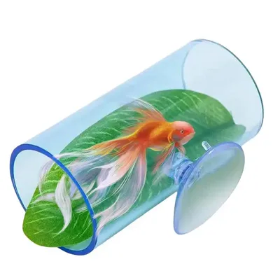 Aquarium Betta Fish Acrylic Tube Tunnel For Better Observation Shelter Hideaway Of Betta Fish Hollow Design Fish Tank Decor