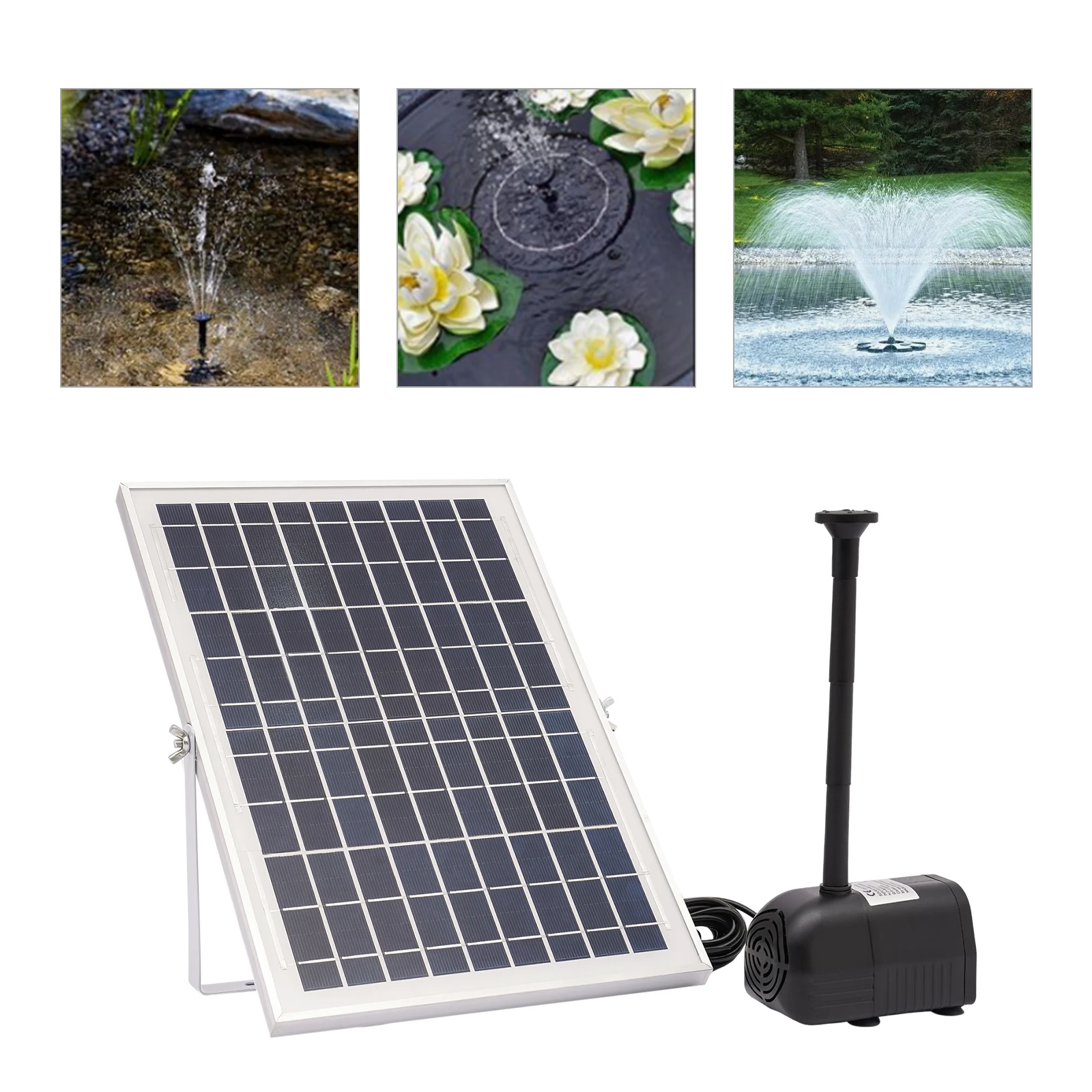 10 W Solar-Brunnenpumpe, 24 V, bürstenloses Solar-Wasserpumpen-Set, Garten, Pool, Teich, Fisch, Aquarium, Brunnen mit Düsen, max. 1000 l/h