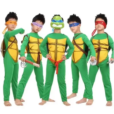 Heißer Verkauf Kinder Teenager Ninja Cosplay Kostüm Ninja Schildkröte Anzug Cos Kleidung Vice Anime Halloween Ornament Party Urlaub Geschenke Image
