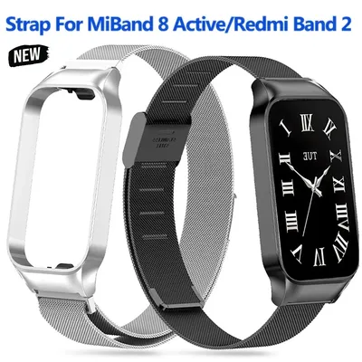 Neues Edelstahlarmband für Xiaomi Smart Band 8, aktive Smartwatch-Band-Zubehör, Metallarmband für  Image