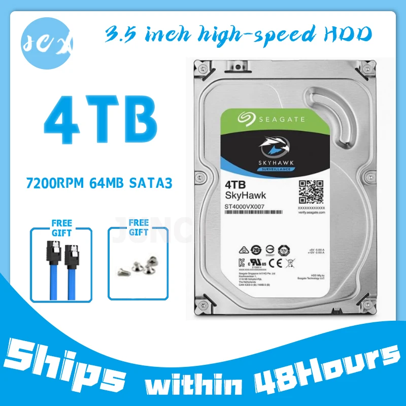 Überwachungsfestplatte ST4000VX007 HDD 4 TB 7200 U/min Sata 6 Gbit/s 64 MB Cache 3,5-Zoll-Festplatte 4 TB interne Laufwerk mechanische Festplatte Image