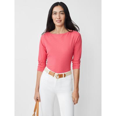 J.McLaughlin Women's Wavesong T-Shirt in Riptide Jacquard Garden Pink, Size Medium | Nylon/Spandex/Catalina Cloth