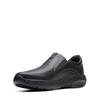 Slipper CLARKS "ClarksPro Step", Herren, Gr. 41, schwarz (schwarz leather), Leder, casual, Schuhe, Slip-On Sneaker, Schlupfschuh, Komfortschuh mit Gummizug