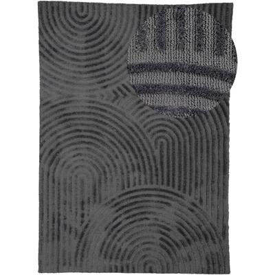 Teppich CARPETFINE "Holly Zen 1", grau, B:140cm H:12mm L:200cm, Polyester, Teppiche, Hoch-Tief-Effekt, geometrisch, Zeitloses Design, dekoratives Highlight Image