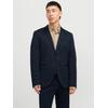 Sakko JACK & JONES "JPRJAXON Jersey Blazer mit Stretch für stylischen Look", Herren, Gr. 50, blau (schwarz navy), Web, Obermaterial: 79% Polyester, 18% Viskose, 3% Elasthan, unifarben, modisch, slim fit, Langarm, Sakkos, meliert, modisch, slim fit,...