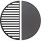 Wiltec - Set 1x Piastra in ghisa rigata + 1x Griglia in ghisa, forma a mezza luna, 49,8 x 24,3 cm,