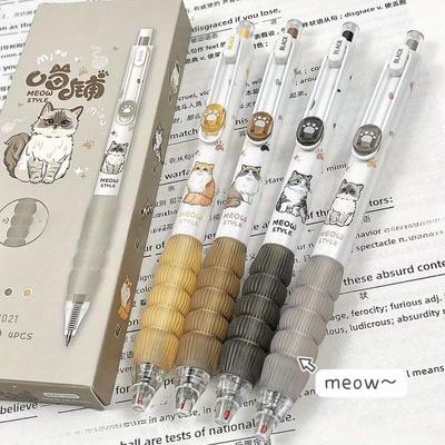TEMU 4pcs -themed 0.5mm Black Ink Retractable Gel Pens, Quick-dry Bullet Nib, Stylish & Fun Press Pens For Office & School Image