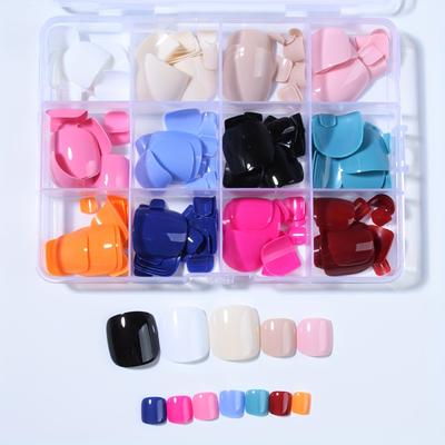 TEMU 288-piece Square Press On Nails Set - Mixed Colors, Short Length, Glossy Acrylic Nails For Women And Girls, Y2k Style Artificial Nails For Image