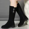 2025 neue Frauen Warme Plüsch Schnee Stiefel Casual Flache Alle-spiel Baumwolle Mode Seite Zipper Winter Schuhe Oberschenkel hohe Boot Botas Mujer