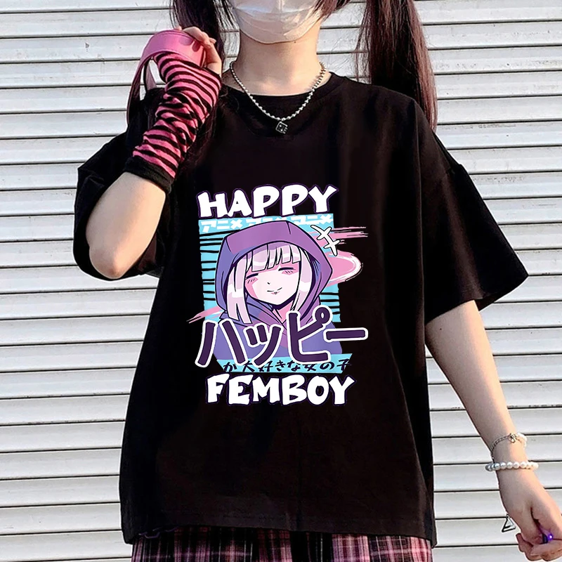 Fashion Mange Hip Hop Tshirt 2000s Femboy Hooters Funny Tee Shirt Femboys Harajuku Y2k T-shirt Women Vintage Tops Clothes Female