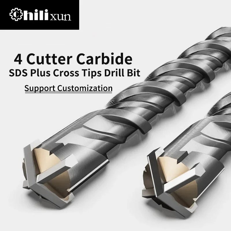 160 mm elektrische Hammerbohrer 6/8/10/12/14/16 mm Kreuztyp Wolframstahllegierung SDS Plus für Mauerwerk Beton Stein Image