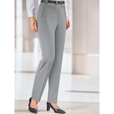 Bügelfaltenhose CLASSIC BASICS, Damen, Gr. 50, Normalgrößen, grau (hellgrau), 100% Polyester, unifarben, lang, Hosen Image