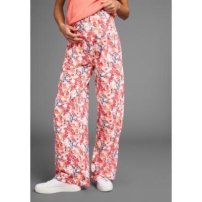 Umstandshose NEUN MONATE "Weiche Jersey-Hose", Damen, Gr. 44/46, N-Gr, aprikot geblümt, Jersey, Obermaterial: 95% Baumwolle, 5% Elasthan, bedruckt, geblümt, Basic, bequem lang, Hosen, Jersey-Hose für Schwangerschaft und Stillzeit Image