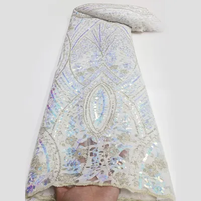 White African Velvet Lace Fabric High Quality Sequins Lace Material French Velvet Lace Fabrics For