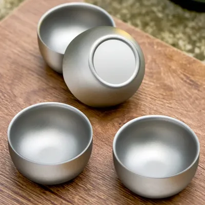 D2 Pure Titanium Double-layer Small Tea Cup Coffee for Outdoor Camping coffee and Tea Tableware Set