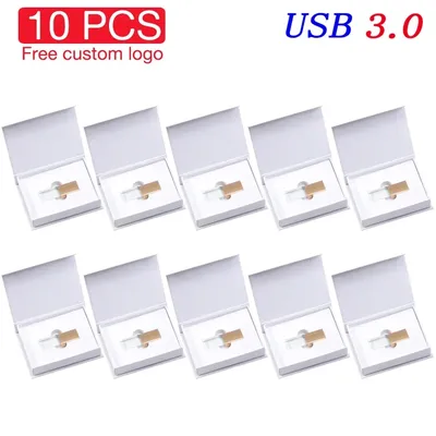 Wholesale Crystal USB 3.0 Flash Drive 128GB Gold Pen Drive 64G Rose Gold Memory Stick Free Custom