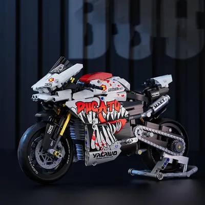Technic Series Motorcycle V4 Building Blocks Set Super Motorbike Model Kit Technical Racing Kids