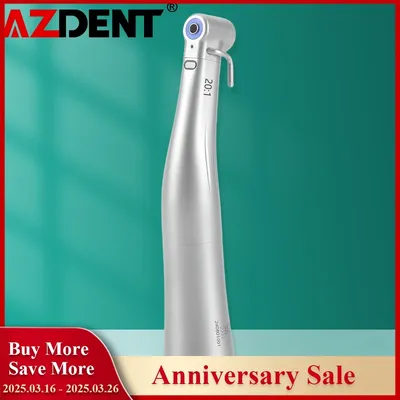 Azdent Dental 20:1 LED Low Speed Handpiece Fiber Optic Implant Reduction Contra Angle Push Putton