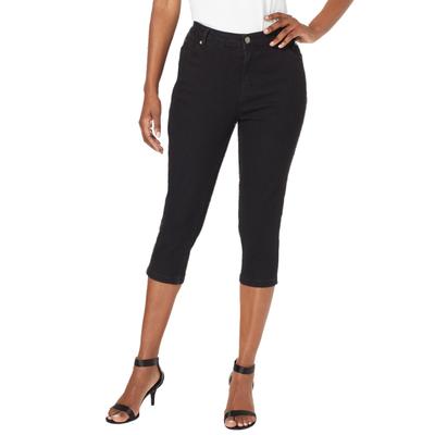 Plus Size Women's Denim 24/7® Iconic Capri Jean by Denim 24/7 by Roamans in Black Denim (Size 20 T)