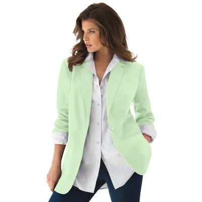 Plus Size Women's Boyfriend Blazer by Roaman's in Green Mint (Size 36 W) Professional Jacket