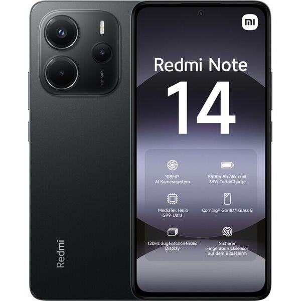 Xiaomi Redmi Note 14 LTE 6GB RAM 128GB Dual Mitternachtsschwarz EU Image