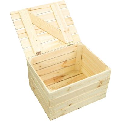 Holztruhe Natur mit Deckel 48 x 36 x 27cm - Natur Image