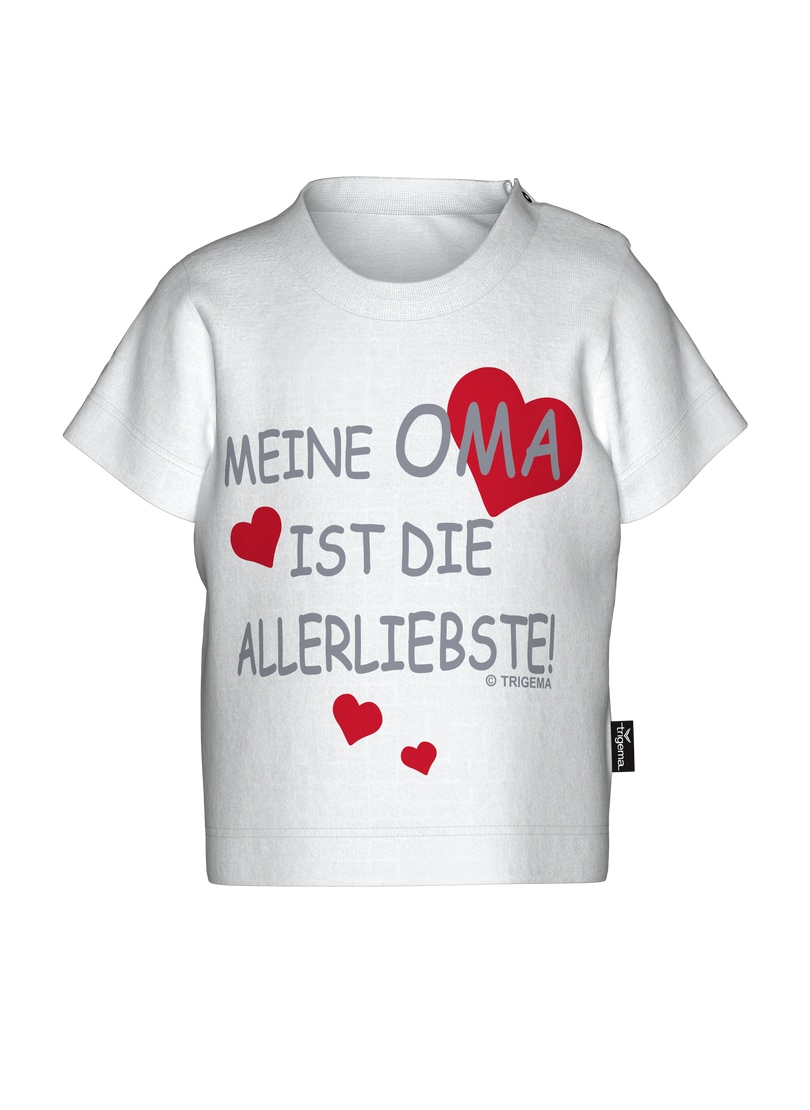 T-Shirt TRIGEMA "TRIGEMA T-Shirt Omas Liebling", Baby, Gr. 80, weiß, 100% Baumwolle (Bio-Baumwolle kbA), Casual, Shirts Image