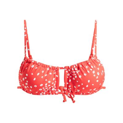 Bandeau-Bikini-Top ROXY "Pt Beach Classics", Damen, Gr. XL, Cup B, poppy rot dancing ditsy swim, 85% Polyester, 15% Elasthan, Bikini-Oberteile Image