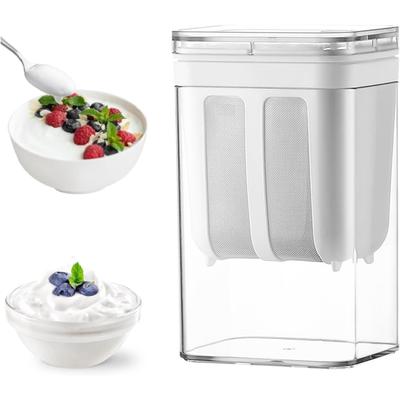 TEMU Strainer 1100ml Yogurt Maker Whey Separator With Stainless Steel Mesh Sieves And Lid Yogurt Maker Yogurt Maker Yogurt Maker For Filtering Juice, Milk, Maker Washable Image