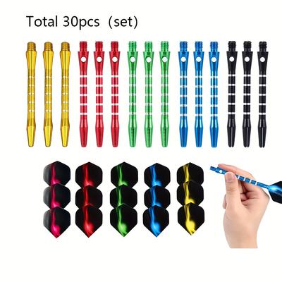 TEMU 30pcs/set Dart Set With Aluminum Alloy Shafts & Wings - Mixed Colors, Sports Enthusiasts