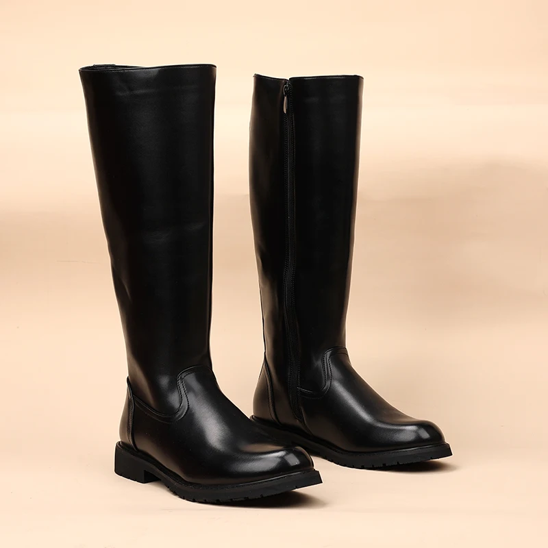 Herrenmode Cosplay Bühnenshow hohe Motorradstiefel Original Lederschuhe Cowboy Herbst Winter Stiefel coole lange Ritter Botas
