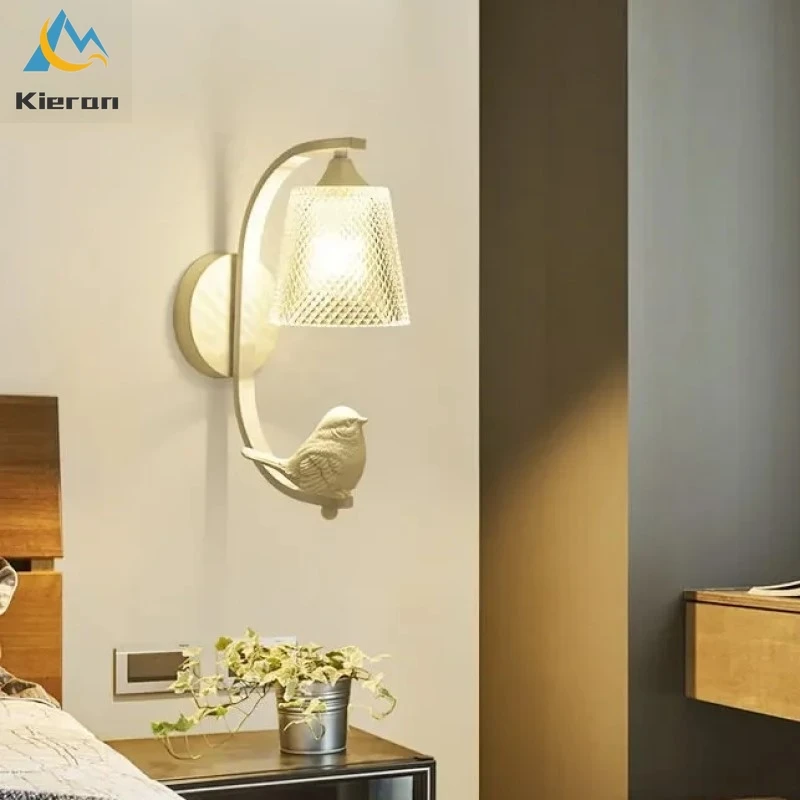 Nordic Kreative Vogel Wand Lampe Kinderzimmer Schlafzimmer Nacht Wohnzimmer Treppen Gang Wand Leuchten Einfache LED Vogel lampe Image