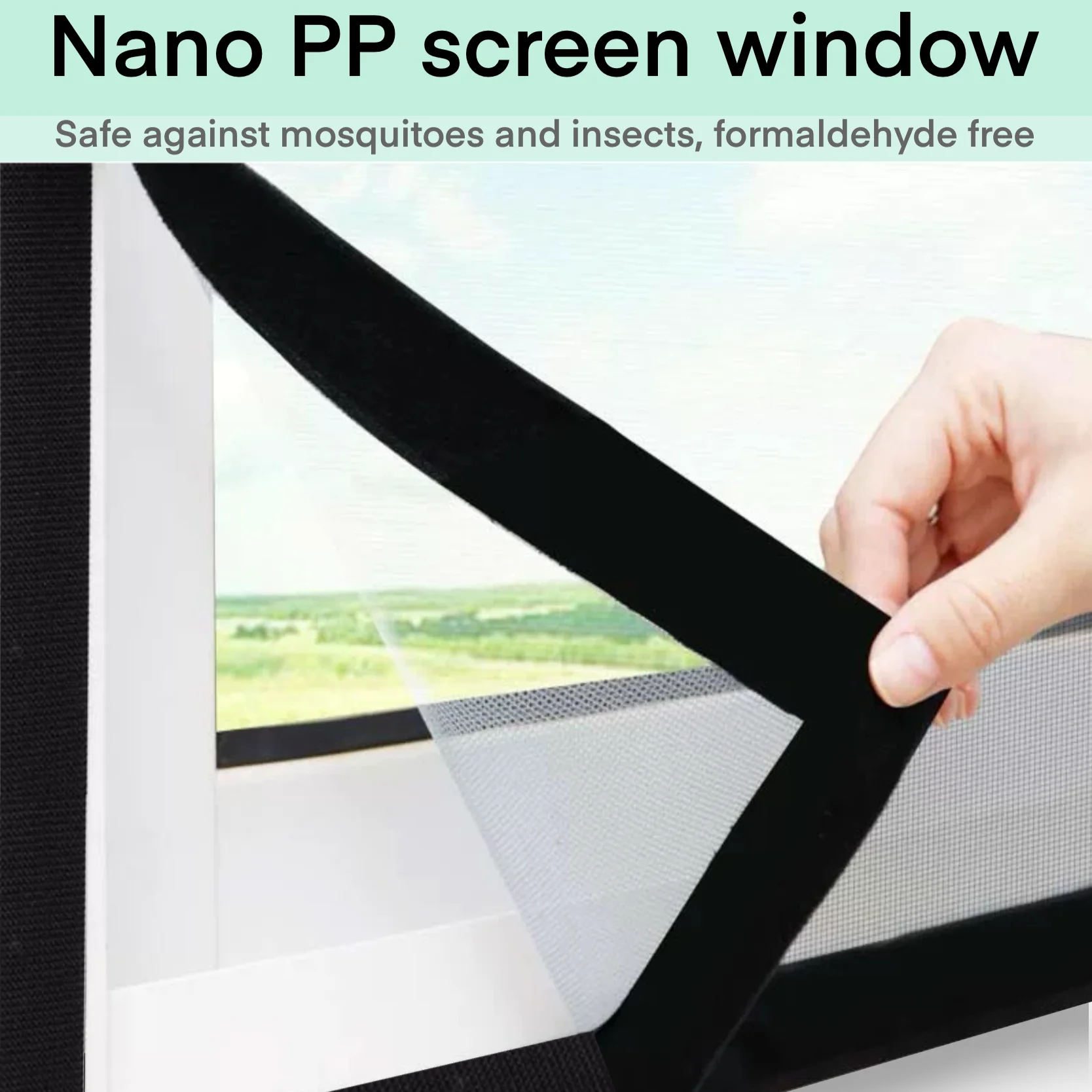 Selbst klebendes Moskitonenschutz-Fenstern etz zu Hause, selbst installiert, kein Stanzen, unsichtbarer Insekten schutz, Schutz der Familien mitglieder Image