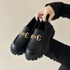 Neue dicke Sohlen Damen Single Schuhe Outdoor Anti-Rutsch-Slipper britischen Stil Mode Leder Schuhe Casual Comfort Damenschuhe