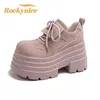 2025 frauen Hohe Plattform Leder Schuhe Neue Frühjahr 10,5 CM Heels Chunky Turnschuhe Weibliche Spitze-up Loafer Wanderschuhe frau