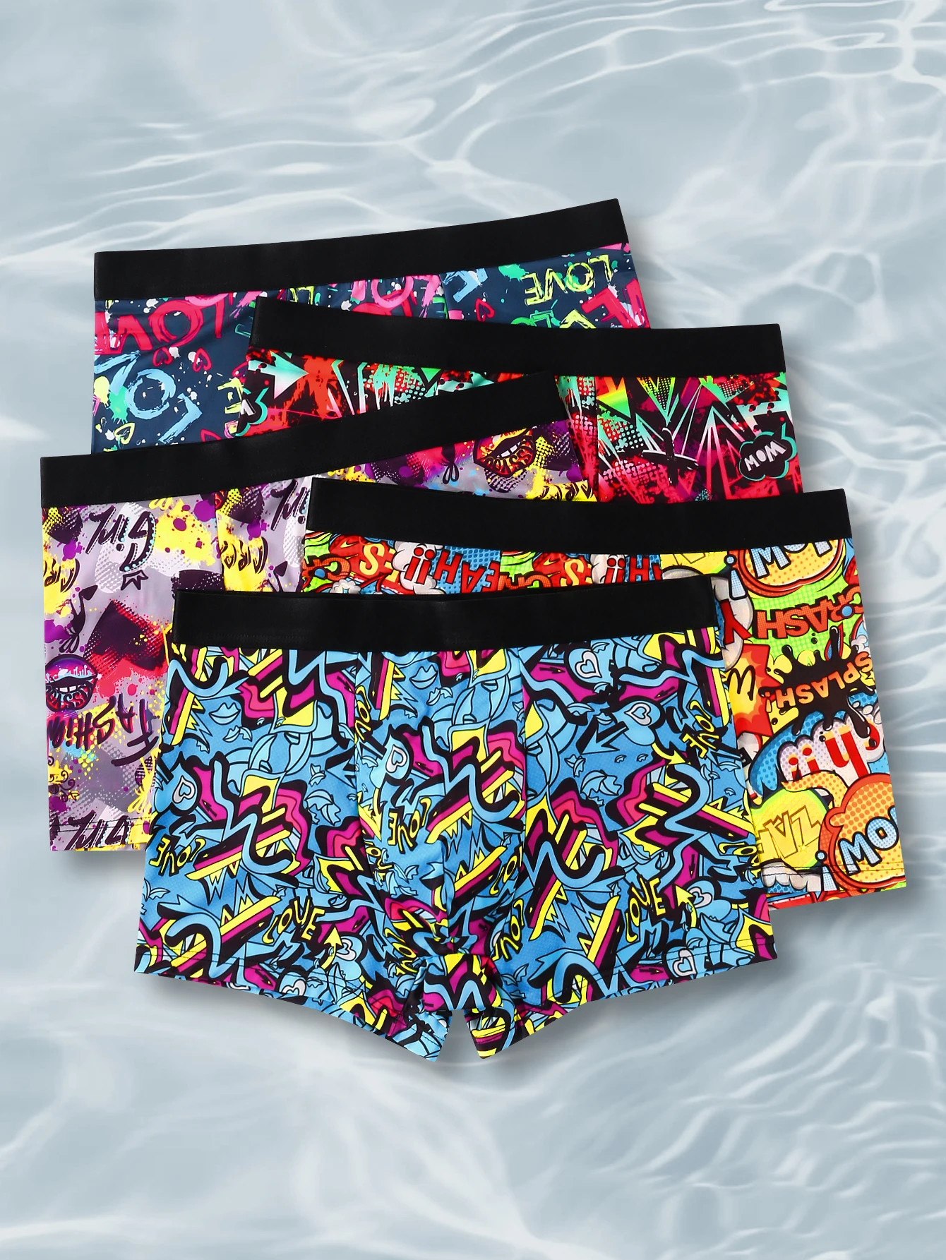 Jungen dünnen Stil atmungsaktive Persönlichkeit Trend gedruckt Jugend Boxershorts 5 Stück Image