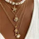 Collana girocollo multistrato con ciondolo a forma di stella marina dell'oceano della boemia per le