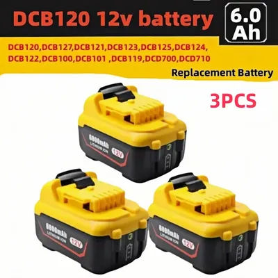 Long-Lasting 12V 6.0Ah Cordless/Rechargeable Lithium Ion Battery Replacement for Dewalt