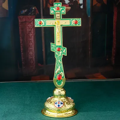 HT Orthodox Church Supplies Religious Gift Gold Color Handhold Cross Pray Blessing Altar cross With