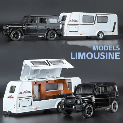 1/32 Alloy Trailer RV Car Model Diecast Metal Toy Recreational Off-road Vehicle Truck Camper Car