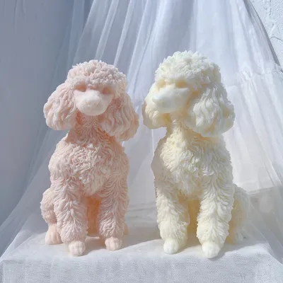 Poodle Dog Puppy Candle Mold Animal Puppies Soy Wax Silicone Mould Dog Lover Home Decor